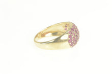 Load image into Gallery viewer, 10K Pave Ruby Encrusted Domed Statement Band Ring Yellow Gold