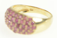 Load image into Gallery viewer, 10K Pave Ruby Encrusted Domed Statement Band Ring Yellow Gold
