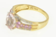 Load image into Gallery viewer, 14K Pink Topaz Diamond Accent Statement Ring Yellow Gold