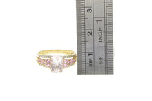 Load image into Gallery viewer, 14K Pink Topaz Diamond Accent Statement Ring Yellow Gold
