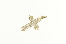 Load image into Gallery viewer, 10K Diamond Inset Cross Filigree Christian Faith Pendant Yellow Gold