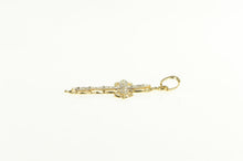 Load image into Gallery viewer, 10K Diamond Inset Cross Filigree Christian Faith Pendant Yellow Gold
