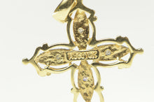 Load image into Gallery viewer, 10K Diamond Inset Cross Filigree Christian Faith Pendant Yellow Gold