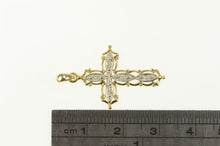 Load image into Gallery viewer, 10K Diamond Inset Cross Filigree Christian Faith Pendant Yellow Gold