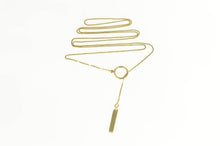 Load image into Gallery viewer, 14K 0.6mm Box Link Tassel Lavalier Slide Chain Necklace 20" Yellow Gold