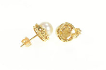 Load image into Gallery viewer, 14K Pearl Diamond Accent Classic Stud Earrings Yellow Gold