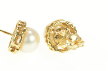 Load image into Gallery viewer, 14K Pearl Diamond Accent Classic Stud Earrings Yellow Gold