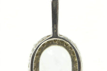 Load image into Gallery viewer, 14K Oval Blue Topaz Diamond Halo Statement Pendant White Gold