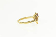 Load image into Gallery viewer, 14K Round Synthetic Ruby Retro Vine Swirl Cherry Ring Yellow Gold