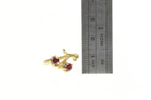 Load image into Gallery viewer, 14K Round Synthetic Ruby Retro Vine Swirl Cherry Ring Yellow Gold