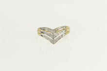 Load image into Gallery viewer, 10K Tiered Chevron Diamond Wedding Band Ring Yellow Gold
