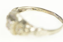 Load image into Gallery viewer, 14K Art Deco Diamond Solitaire Ornate Promise Ring White Gold