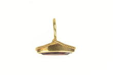 Load image into Gallery viewer, 9K 1940's Marquise Sim. Ruby Ornate Solitaire Ring Yellow Gold