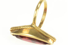 Load image into Gallery viewer, 9K 1940's Marquise Sim. Ruby Ornate Solitaire Ring Yellow Gold