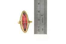 Load image into Gallery viewer, 9K 1940's Marquise Sim. Ruby Ornate Solitaire Ring Yellow Gold