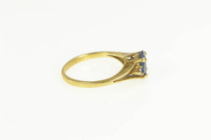 10K Oval Natural Sapphire Diamond Engagement Ring Yellow Gold