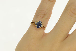 10K Oval Natural Sapphire Diamond Engagement Ring Yellow Gold