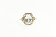 Load image into Gallery viewer, Platinum Art Deco Filigree White Sapphire Engagement Ring