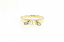 Load image into Gallery viewer, 14K 1940's Pearl Diamond Accent Engagement Ring Yellow Gold