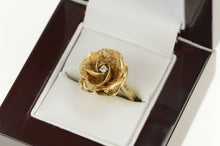 Load image into Gallery viewer, 10K 1940's Diamond 3D Rose Flower Engagement Ring Yellow Gold