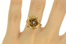 Load image into Gallery viewer, 10K 1940's Diamond 3D Rose Flower Engagement Ring Yellow Gold
