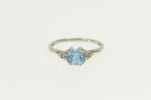Load image into Gallery viewer, 10K Cushion Blue Topaz Diamond Engagement Ring White Gold
