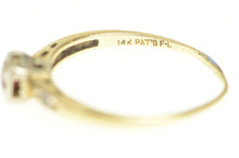 Load image into Gallery viewer, 14K 1940's Ruby Diamond Vintage Engagement Ring Yellow Gold