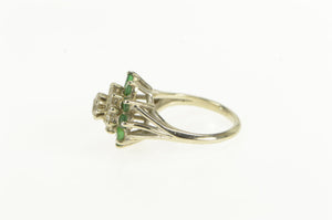 14K 1.60 Ctw Diamond Emerald Halo Engagement Ring White Gold
