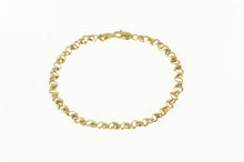 Load image into Gallery viewer, 14K Retro Puffy Heart Link Valentine Chain Bracelet 7" Yellow Gold