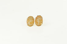 Load image into Gallery viewer, 14K Inset Cameo Women Vintage Stud Earrings Yellow Gold