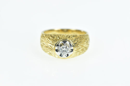 14K 0.20 Ct Retro Grooved Vintage Statement Ring Yellow Gold