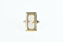 Load image into Gallery viewer, 14K Carved Shell Cameo Square Vintage Ring Yellow Gold