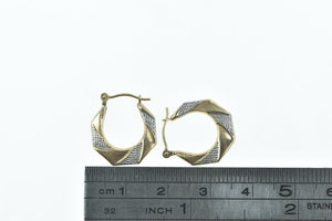 10K 17.6mm Vintage Twist Squared Hoop Earrings Yellow Gold