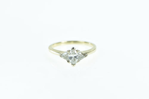 14K 0.92 Ctw Diamond Marquise Engagement Ring Yellow Gold