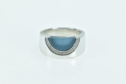 18K Movado Diamond Sea Glass Squared Ring White Gold