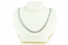 Load image into Gallery viewer, 18K 3.80 Ctw Flower Diamond Cluster Chain Necklace 17.5&quot; White Gold