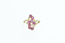 Load image into Gallery viewer, 14K Wavy Ruby Diamond Freeform Cluster Ring Yellow Gold