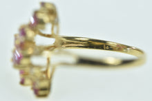 Load image into Gallery viewer, 14K Wavy Ruby Diamond Freeform Cluster Ring Yellow Gold