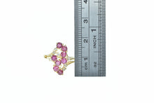 Load image into Gallery viewer, 14K Wavy Ruby Diamond Freeform Cluster Ring Yellow Gold