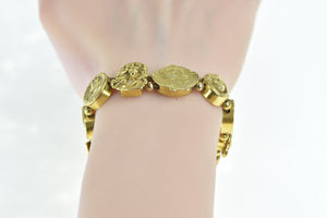 14K Art Nouveau Diamond Lady Slide Charm Bracelet 7.25" Yellow Gold