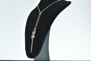 18K 13.50 Ctw Aquamarine Diamond Tie Necklace 17.25" Yellow Gold