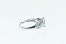Load image into Gallery viewer, 14K Syn. Aquamarine Diamond Statement Ring White Gold