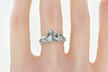 Load image into Gallery viewer, 14K Syn. Aquamarine Diamond Statement Ring White Gold