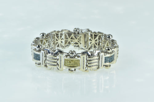 14K 5.00 Ctw Blue Yellow & White Diamond Bracelet 8.25