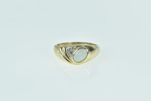 10K Vintage Opal Diamond Accent Swirl Ring Yellow Gold