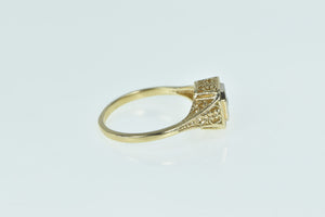 10K Art Deco Filigree Diamond Classic Engagement Ring Yellow Gold