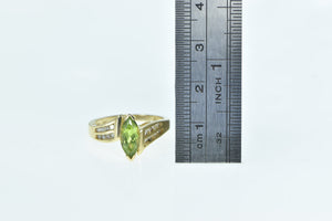 14K Marquise Peridot Vintage Diamond Bypass Ring Yellow Gold