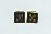 Load image into Gallery viewer, 18K Lapis Lazuli Tiger&#39;s Eye Onyx Square Men&#39;s Cuff Links Yellow Gold