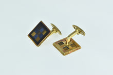 Load image into Gallery viewer, 18K Lapis Lazuli Tiger&#39;s Eye Onyx Square Men&#39;s Cuff Links Yellow Gold