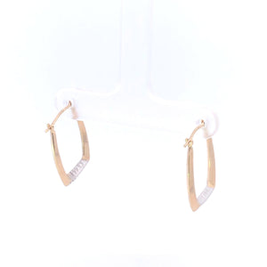 10K 20.2mm Squared Two Tone Puffy Hoop Earrings Yellow Gold